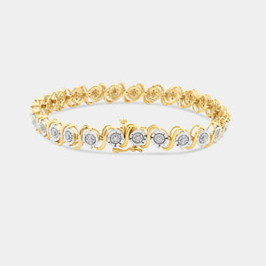 Gilded 1/4 Carat Lab-Grown Diamond Fashion Bracelet with S-and-O-Shaped Composite Centers in an Illusion-Plate Setting