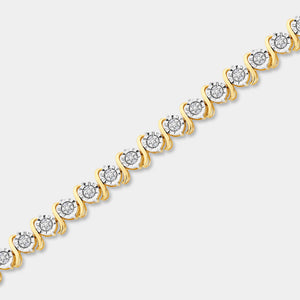 Gilded 1/4 Carat Lab-Grown Diamond Fashion Bracelet with S-and-O-Shaped Composite Centers in an Illusion-Plate Setting