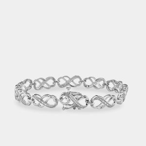 Gilded 1/10 Carat Lab-Grown Diamond Fashion Bracelet with Interlocking Infinity Motifs
