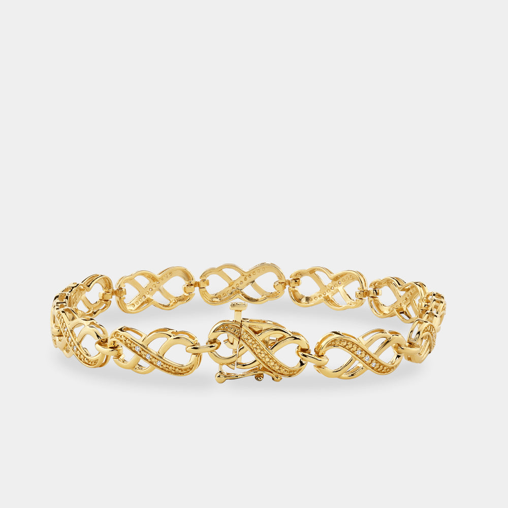 Gilded 1/10 Carat Lab-Grown Diamond Fashion Bracelet with Interlocking Infinity Motifs
