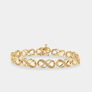 Gilded 1/10 Carat Lab-Grown Diamond Fashion Bracelet with Interlocking Infinity Motifs