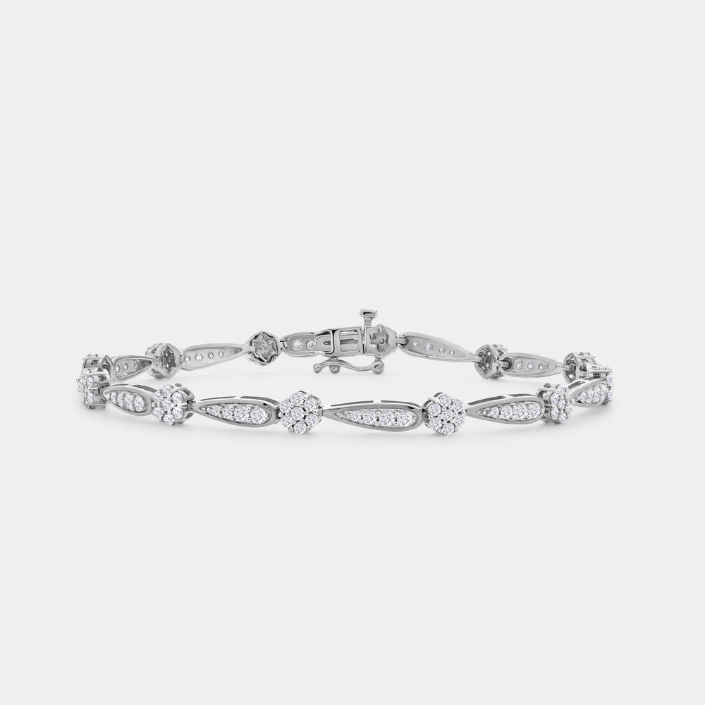 Gilded 2 Carat Lab-Grown Diamond Fashion Bracelet with Blossom and Teardrop-Shaped Motifs