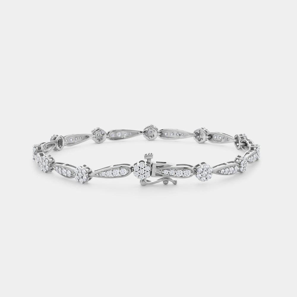 Gilded 2 Carat Lab-Grown Diamond Fashion Bracelet with Blossom and Teardrop-Shaped Motifs