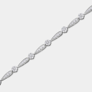 Gilded 2 Carat Lab-Grown Diamond Fashion Bracelet with Blossom and Teardrop-Shaped Motifs