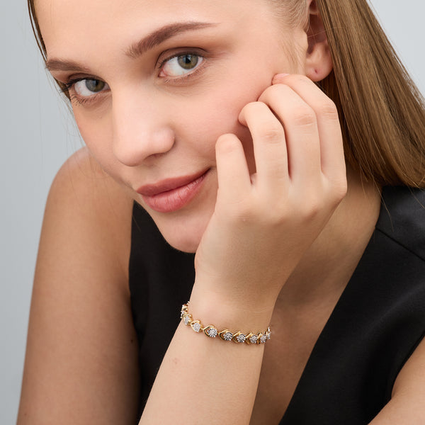 Gilded 1/10 Carat Lab-Grown Diamond Fashion Bracelet with Composite Motifs in an Illusion-Plate Setting
