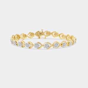 Gilded 1/10 Carat Lab-Grown Diamond Fashion Bracelet with Composite Motifs in an Illusion-Plate Setting