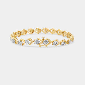 Gilded 1/10 Carat Lab-Grown Diamond Fashion Bracelet with Composite Motifs in an Illusion-Plate Setting