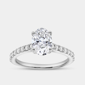 Gilded 1 and 3/4 Carat Lab-Grown Diamond Oval-Shaped Solitaire Plus Engagement Ring with a Classic Shank