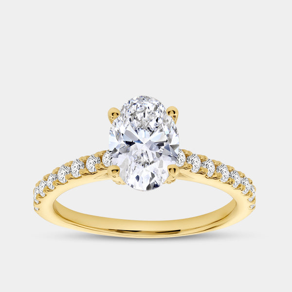 1 and 3/4 Carat Lab-Grown Diamond Oval-Shaped Solitaire Plus Engagement Ring with a Classic Shank — GILDED New York