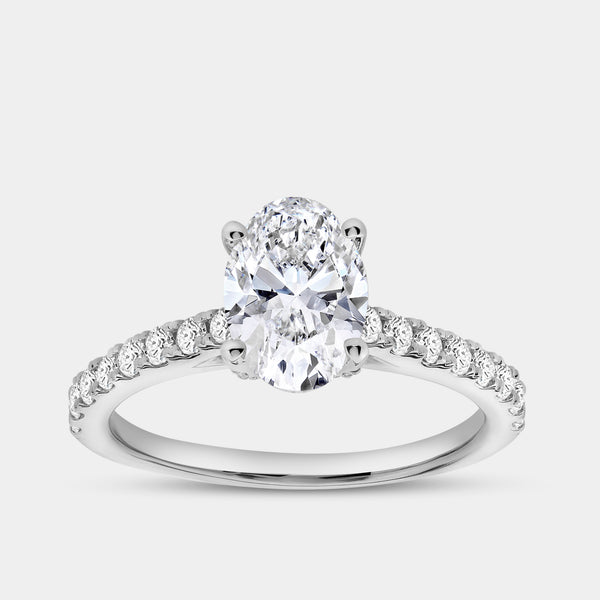 1 and 3/4 Carat Lab-Grown Diamond Oval-Shaped Solitaire Plus Engagement Ring with a Classic Shank — GILDED New York