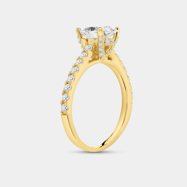 1 and 3/4 Carat Lab-Grown Diamond Oval-Shaped Solitaire Plus Engagement Ring with a Classic Shank — GILDED New York