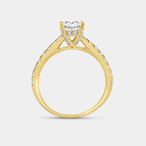 Gilded 1 and 3/4 Carat Lab-Grown Diamond Oval-Shaped Solitaire Plus Engagement Ring with a Classic Shank