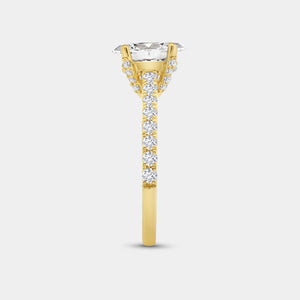 Gilded 1 and 3/4 Carat Lab-Grown Diamond Oval-Shaped Solitaire Plus Engagement Ring with a Classic Shank