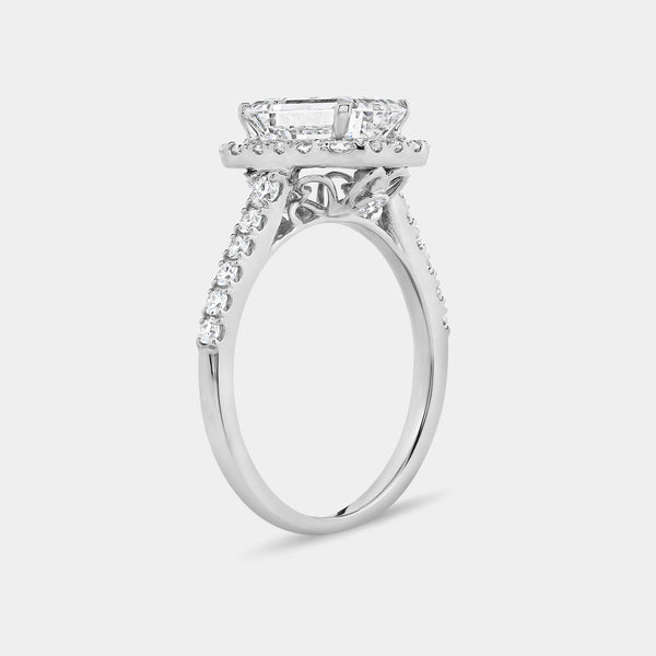 2 and 5/8 Carat Lab-Grown Diamond Emerald-Cut Engagement Ring with a Classic Studded Shank — GILDED New York