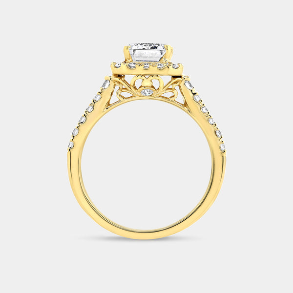 2 and 5/8 Carat Lab-Grown Diamond Emerald-Cut Engagement Ring with a Classic Studded Shank — GILDED New York