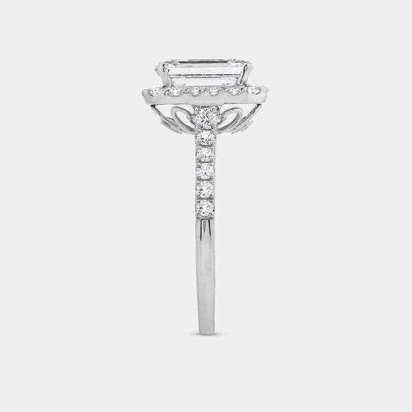 2 and 5/8 Carat Lab-Grown Diamond Emerald-Cut Engagement Ring with a Classic Studded Shank — GILDED New York