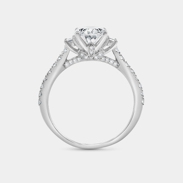 2 and 1/2 Carat Lab-Grown Diamond Oval-Shaped Solitaire Plus Engagement Ring with Baguette Accents and a Classic Shank — GILDED New York
