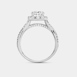 Gilded 2 and 3/4 Carat Lab-Grown Diamond Oval-Shaped Halo Engagement Ring with a Crossover Shank