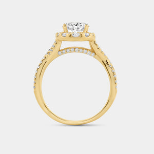 Gilded 2 and 3/4 Carat Lab-Grown Diamond Oval-Shaped Halo Engagement Ring with a Crossover Shank