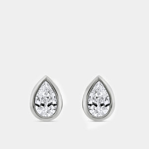 Gilded 2 Carat Lab-Grown Diamond Pear-Shaped, Bezel-Set Solitaire Studs