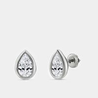 Gilded 2 Carat Lab-Grown Diamond Pear-Shaped, Bezel-Set Solitaire Studs