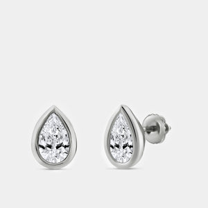 Gilded 2 Carat Lab-Grown Diamond Pear-Shaped, Bezel-Set Solitaire Studs