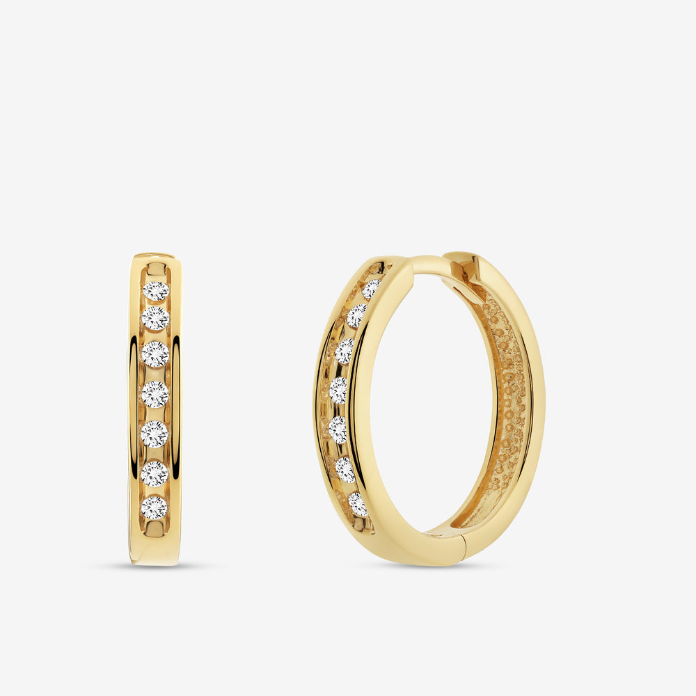 Gilded 1/5 Carat Lab-Grown Diamond Channel-Set Huggie Hoops