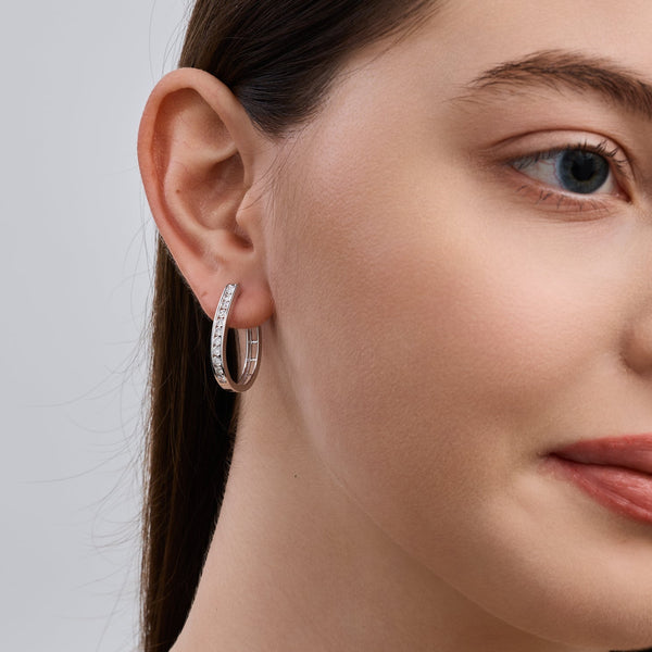 1 Carat Lab-Grown Diamond Channel-Set Oval Hoops — GILDED New York