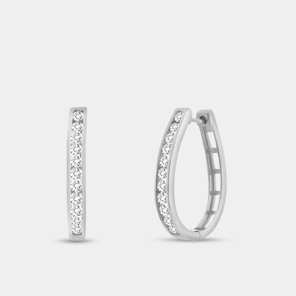 Gilded 1 Carat Lab-Grown Diamond Channel-Set Oval Hoops