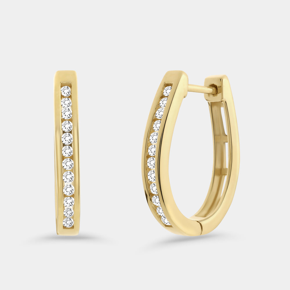 Gilded 1/4 Carat Lab-Grown Diamond Channel-Set Oval Hoops