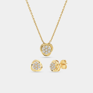 Gilded 1/2 Carat Lab-Grown Diamond Round-Shaped Two-Piece Earring and Pendant Set