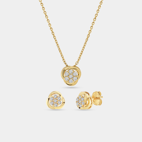 Gilded 1/2 Carat Lab-Grown Diamond Round-Shaped Two-Piece Earring and Pendant Set