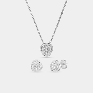 Gilded 1/2 Carat Lab-Grown Diamond Round-Shaped Two-Piece Earring and Pendant Set