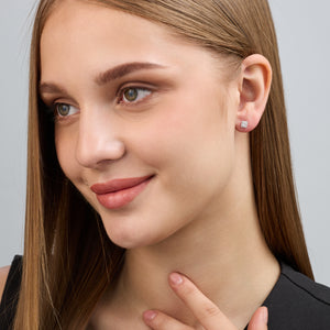 Gilded 3/8 Carat Lab-Grown Diamond Princess-Cut Solitaire Stud Plus with a Delicate Halo