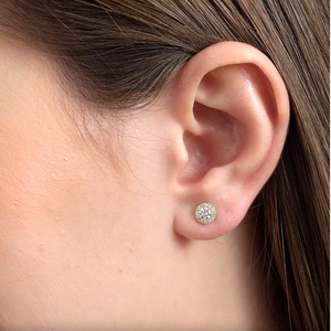 Gilded 1/2 Carat Lab-Grown Diamond Round-Shaped Solitaire Studs Plus with a Delicate Halo