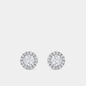 Gilded 1 Carat Lab-Grown Diamond Round-Shaped Solitaire Studs Plus with a Delicate Halo