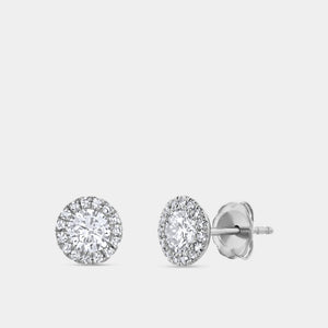 Gilded 1 Carat Lab-Grown Diamond Round-Shaped Solitaire Studs Plus with a Delicate Halo