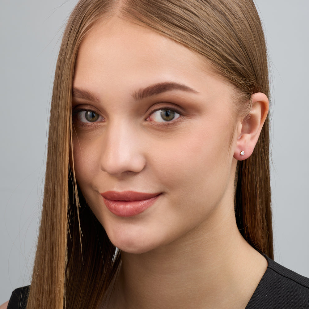 Gilded 1/20 Carat Lab-Grown Diamond Classic Solitaire Studs Set in an Illusion Plate
