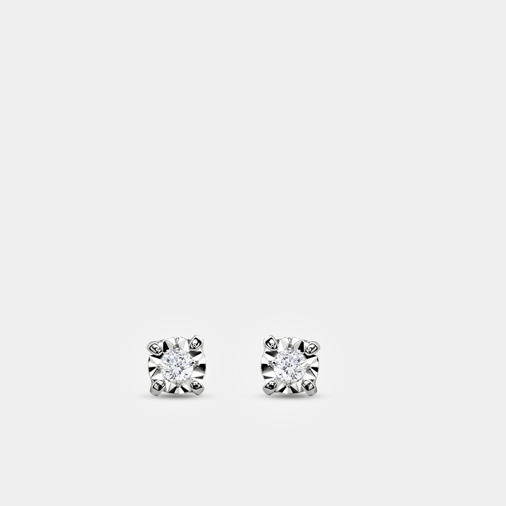 Gilded 1/20 Carat Lab-Grown Diamond Classic Solitaire Studs Set in an Illusion Plate