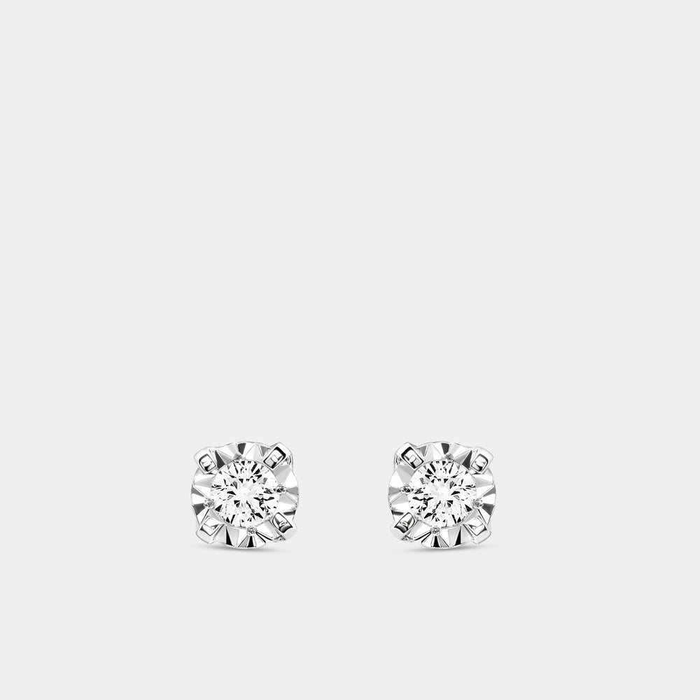 Gilded 1/8 Carat Lab-Grown Diamond Classic Solitaire Studs Set in an Illusion Plate
