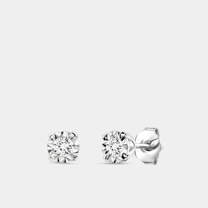 Gilded 1/8 Carat Lab-Grown Diamond Classic Solitaire Studs Set in an Illusion Plate