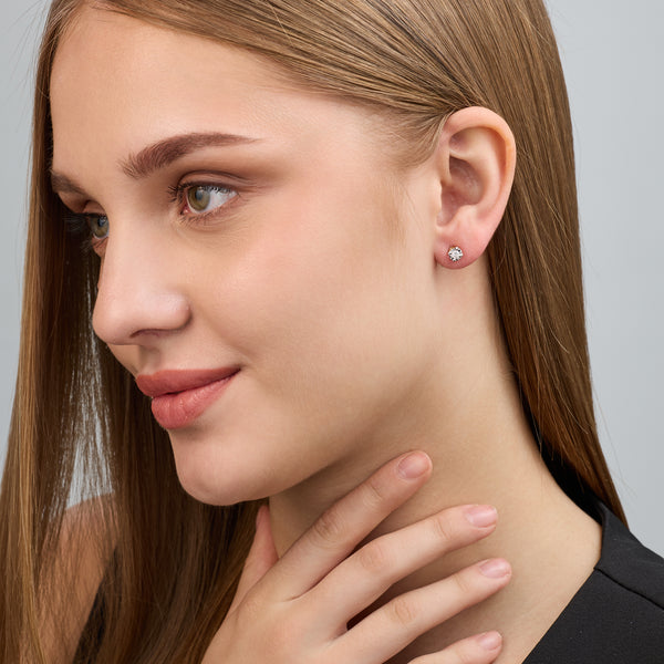 Gilded 1/5 Carat Lab-Grown Diamond Classic Solitaire Studs Set in an Illusion Plate