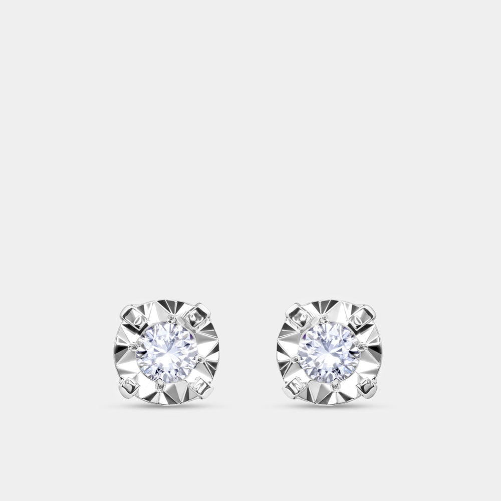 Gilded 1/5 Carat Lab-Grown Diamond Classic Solitaire Studs Set in an Illusion Plate