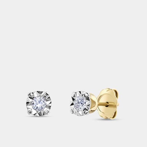 Gilded 1/5 Carat Lab-Grown Diamond Classic Solitaire Studs Set in an Illusion Plate