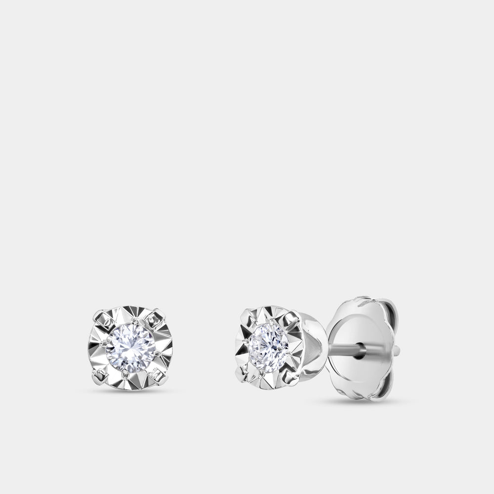 Gilded 1/5 Carat Lab-Grown Diamond Classic Solitaire Studs Set in an Illusion Plate