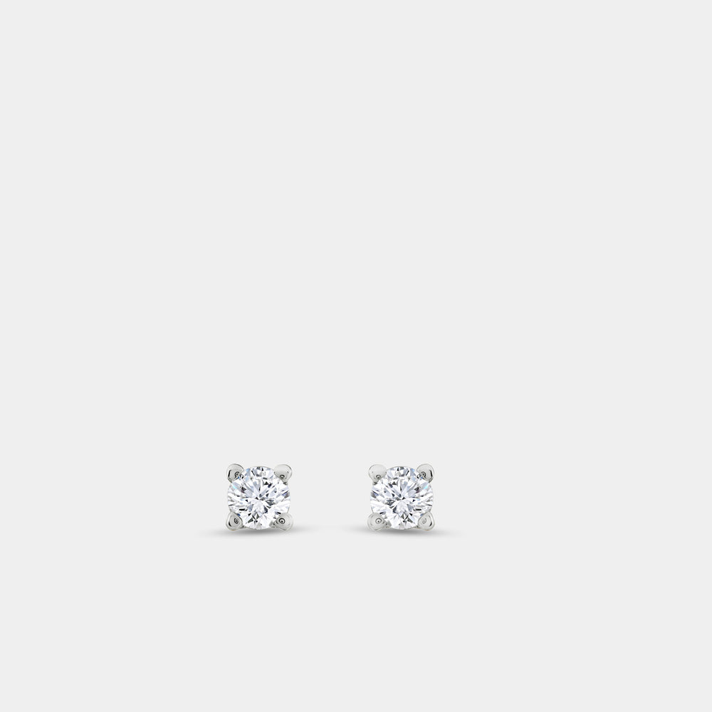 Gilded 1/10 Carat Lab-Grown Diamond Round-Shaped Classic Solitaire Studs