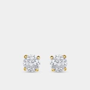 Gilded 1/4 Carat Lab-Grown Diamond Round-Shaped Classic Solitaire Studs