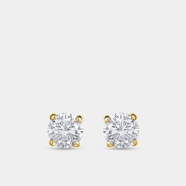 Gilded 1/4 Carat Lab-Grown Diamond Round-Shaped Classic Solitaire Studs