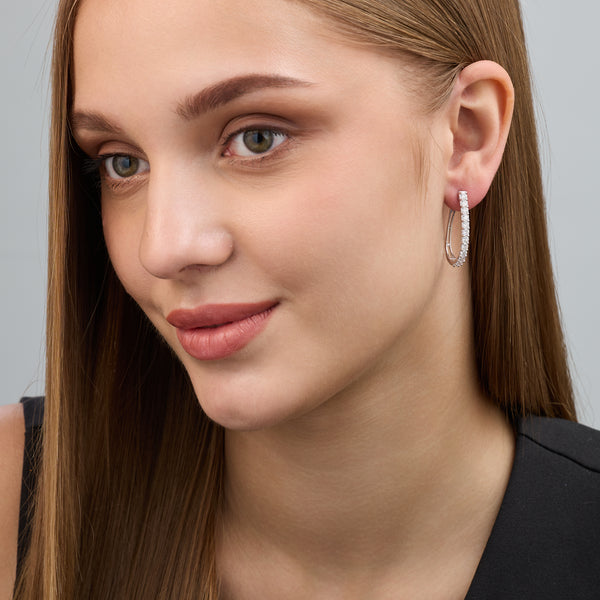 2 Carat Lab-Grown Diamond Prong-Set Oval Hoops — GILDED New York