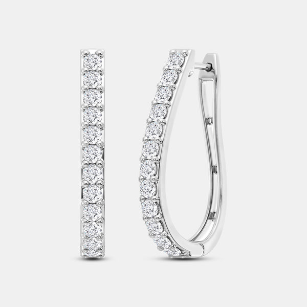 2 Carat Lab-Grown Diamond Prong-Set Oval Hoops — GILDED New York